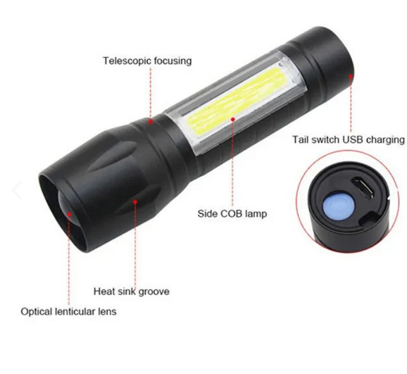 Lampara Tactica Recargable Usb Linterna