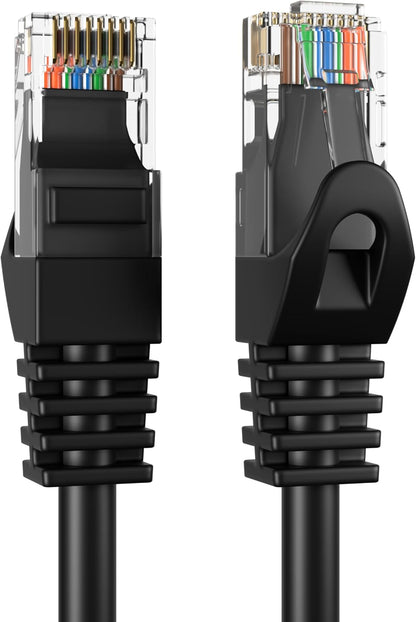 Cat5E 100FT Network Ethernet Patch Cable, 350Mhz Internet Wire, Compatible with PC, Laptop, Modem, Router, Tvs, Printer Cord, Consoles for Home and Office, Black