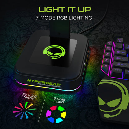 Hypergear RGB Command Station Headset Stand W 6 Color Light Effects